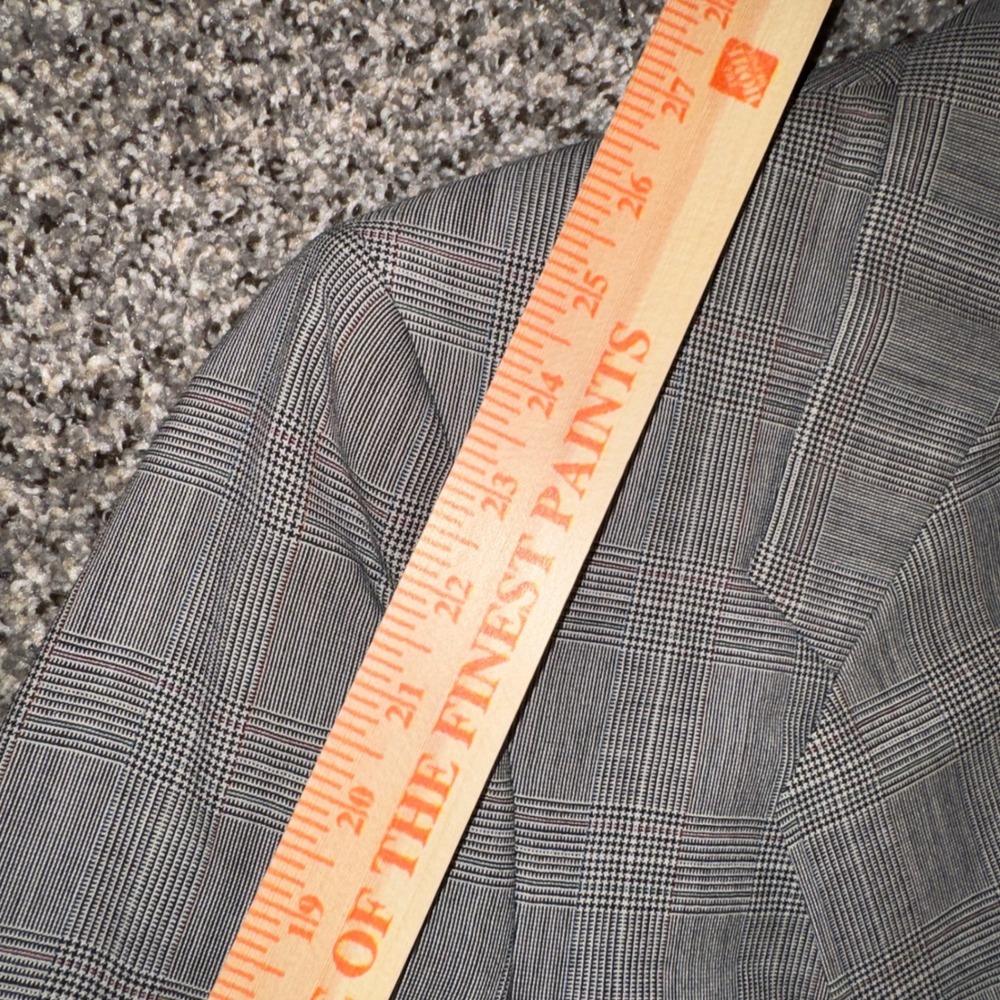 Vintage 80s Christian Dior Monsieur 42R Grey Glen Plaid Wool Blazer Sport Coat - Picture 5 of 8